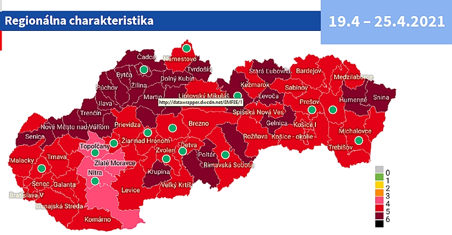 Covid mapa, 19.4.2021